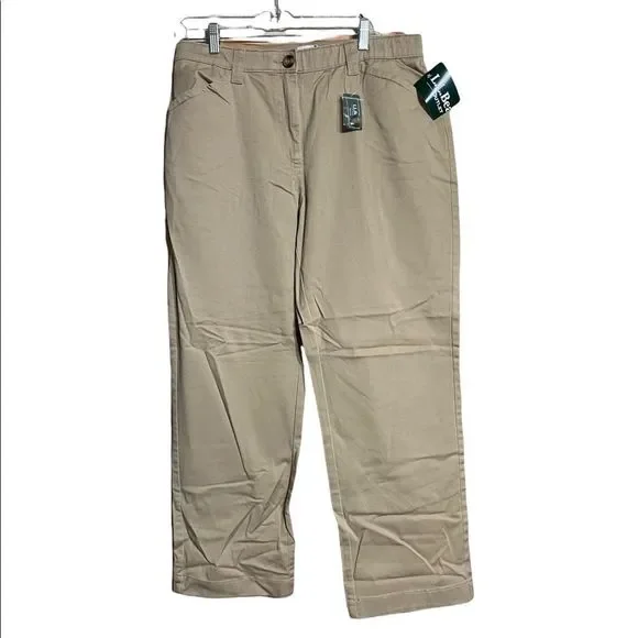 LL Bean Easy Pants Stretch Twill Khaki Pants Sz 16 NWT - Picture 12 of 12